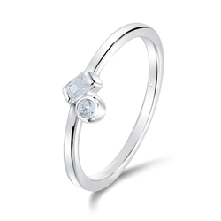 Minimalist Style With CZ Stone Silver Ring NSR-4027